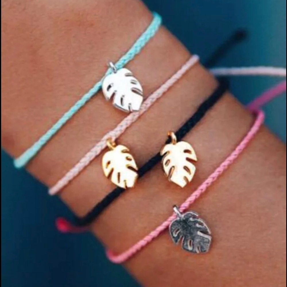 Tropical Monstera Charm Handmade Rope Bracelets